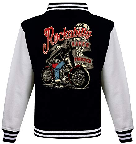 Gasoline Bandit Rockabilly Baseball College Jacke - Lives Forever XL