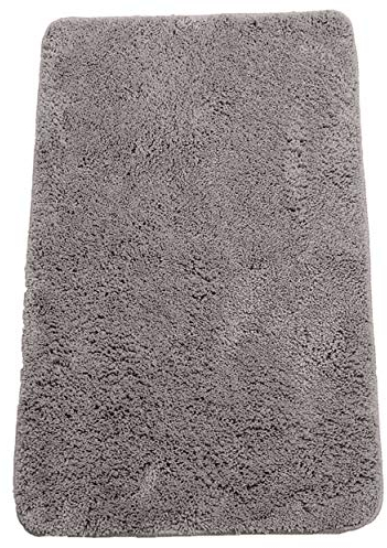 Brandsseller Badezimmerteppich 60x90 cm Badvorleger Badematte Badteppich rechteckig Chenille rutschfest saugstark maschinenwaschbar - Grau
