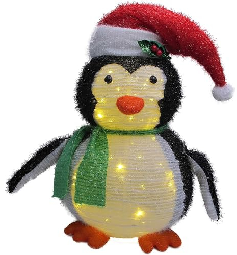Raburg Deko-Pinguin mit LEDs – Glitzer Pop-Up XL Deko-Figur für Weihnachten mit 60 warmweißen LEDs, 65 cm hoch