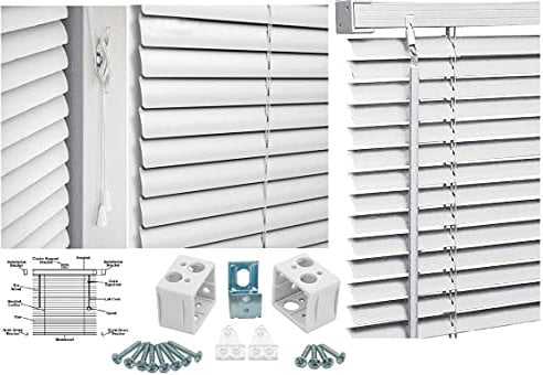 Optimal Products PVC Window Venetian Blinds Strong Trimmable Easy Fit Child Safe Home Office Blind Black Cream White Silver Teak And Natural (White, 60 x 150 cm)