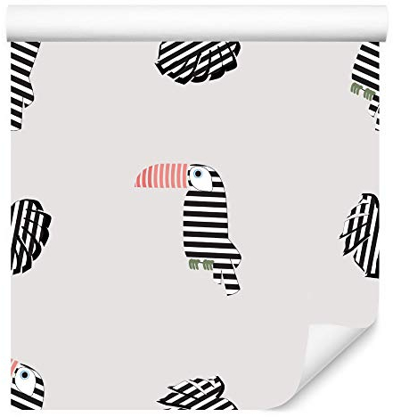 Muralo Tapete 10m Rolle Vlies Tapete Natur Vögel Tukane Wald Dschungel Exotisch Vliestapete 1000 x 53cm Wand Tapete Wohnzimmer Kinderzimmer Moderne Wanddeko Wand Dekoration