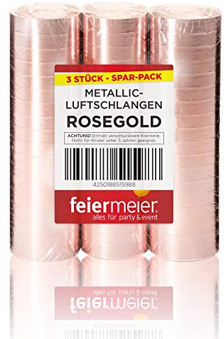 feiermeier Luftschlangen Metallic 4m / 3 Rollen | Roségold