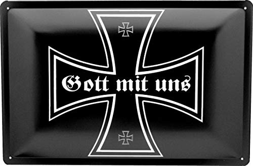 Blechschild 20x30 Gott Mit Uns Eisernes Kreuz im Retro Nostalgie Vintage Design