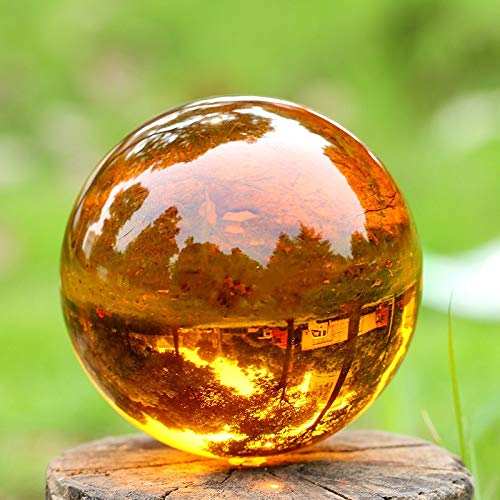 caihuashopping Fotokugel 80mm Kristallkugelkunst Dekor Glasstütze für Fotografie Dekoration Blick Weissetrination Heilung Ball Figur Home Decor (Amber) Glaskugel Fotografie