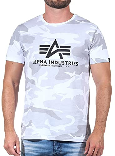 Alpha Industries Herren Basic T-Shirt, White Camo, L
