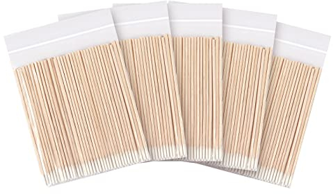 CHEFBEE 500 Count Microblading Cotton Swab Pointed Tip, Wood Cotton Stick Makeup Cosmetic Applicator, Tattoo Permanent Supplies