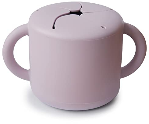 Mushie Snack Taza de Silicona | Fiambrera Infantil para Llevar | Antiderrame y Resistente al Lavavajillas y al Microondas | Caja de Aperitivos Segura para Niños Pequeños y Niñas | Soft Lilac