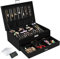 DesignSter Jewellery Box, Large Jewellery Organiser with Drawer and Lock, 2 Layers Velvet Jewelry Storage Case, Jewellery Storage Case for Necklaces Earrings Bracelets and Rings, Black