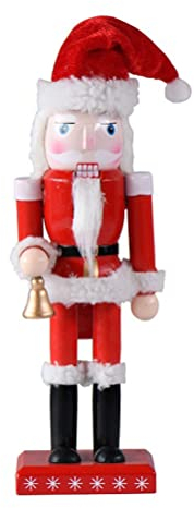 Casse-Noisette Père Noël Rouge 25CM avec Clochettes à la Main, Décoration de Noël Festive pour Étagères et Tables