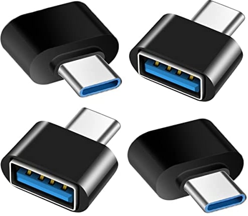 USB C auf USB Adapter 4 Stück, USB Typ C zu USB 3.0 OTG Adapter Kompatibel mit MacBook Pro, Samsung Galaxy, Typ-C Handy, Tablets und Mehr (Schwarz)