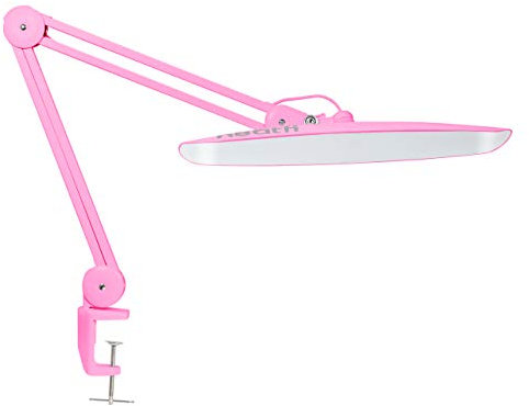Neatfi 2200 Lumen LED-Schreibtischlampe, Home-Office- & Nagellampe, 4 Helligkeitsstufen, 6500K, 24W, dimmbar, professionelle Arbeitsleuchte (Nicht-CCT mit Klemme, Rosa)