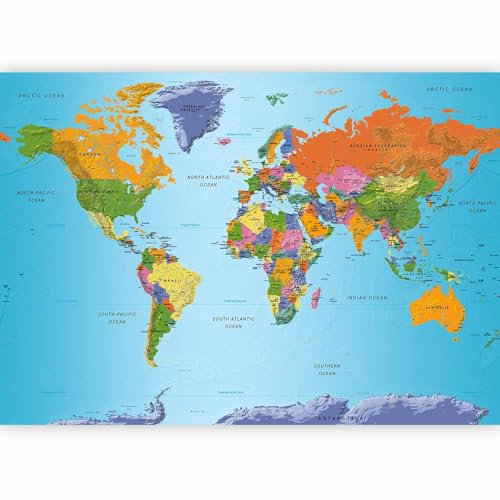 murando PREMIUM Fotomurales 250x175 cm Papel pintado tejido no tejido Decoración de Pared decorativos Murales moderna de Diseno Fotográfico Mapamundi Mapa del mundo k-a-0095-a-a