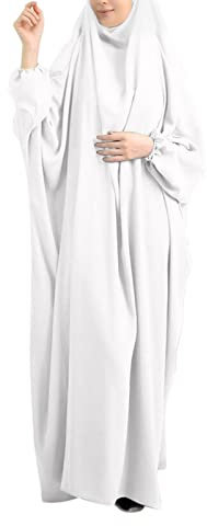 Gebetskleidung FüR Frauen,Frauen Kleid muslimisches Gebet Abaya islamische Robe Maxi afrikanischer Kaftan Türkei Islam Dubai Türkei Kleid in voller Länge mit Hijab