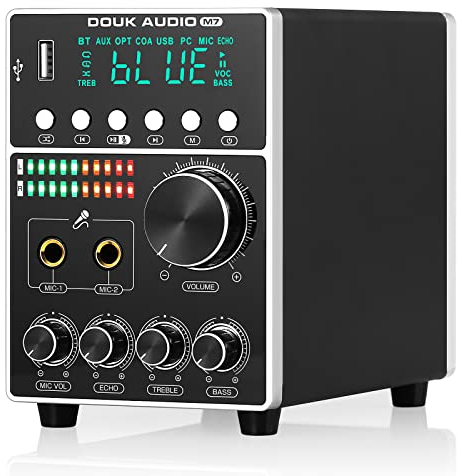 HiFi Dual MIC Digital Verstärker Bluetooth Empfänger USB Player S/PDIF Audio Power Amplifier Karaoke-Verstärker mit Mikrofon (AC-Eingang)
