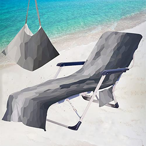 Morbuy Schonbezug für Gartenliege, Mikrofaser Strandliegenauflage Frottee Liegenauflage, Strandtuch für Sonnenliege mit Taschen für Strandliegen, Schwimmen, Strände, Garten (73x210cm,Dunkelgrau)