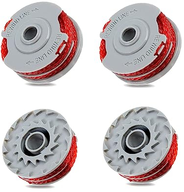 Viilich 4 bobinas de hilo para cortacésped Flymo FLY021 513937190, bobinas estándar de nailon dobles con alimentación automática, bobina de repuesto de nailon para Flymo Contour XT/500E/500 XT/Trim