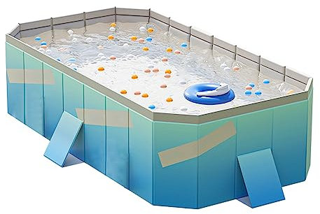 Piscine pour Enfants Pliable, Gonflage Gratuit en Forme de Piscine Rectangulaire en PVC pour Chien, Petite Baignoire Portable pour Usage Domestique Bleu (1,6 m / 63 Pouces)