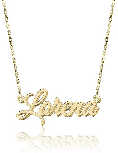 UMAGICBOX Personalisierte Namenskette | 14 Schriftarten zur Auswahl | Anpassbarer Anhänger aus 18K vergoldetem Edelstahl und Sterling Silber | Unvergessliches Geschenk für Sie