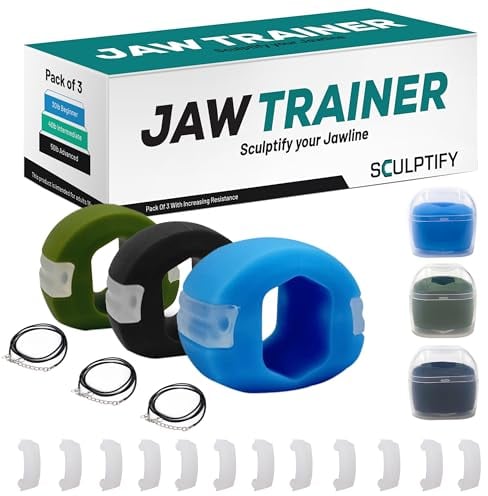 Sculptify Jaw Trainer, Exerciser, 3 Levels with 3 Strengths for Neck Face - Jawline Sculpt, Chisel & Enhance - Toner Exerciser for Men & Women Fitness Accessories Mewing (UK)