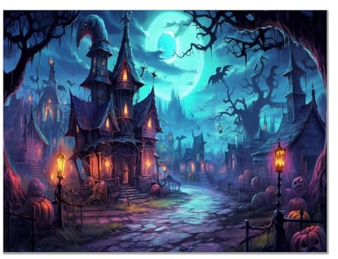 JOSUE Minimalistischer Halloween-Kürbis Leinwand Deko, Lila, grau Wand Bilder für Wohnzimmer Schlafzimmer Flur Deko -30x40cm Ungerahmt