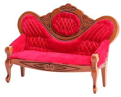 1:12 Puppenhaus Sofa Wohnzimmer Möbel Micro Landschaft Dekorative Modell Holz Szene Kinder Spielzeug Ornament Puppe Haus Sofa, Rot