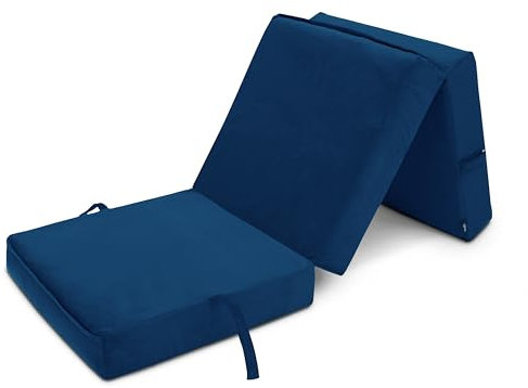 Loft 25 Samt ausklappbare Einzel Futon Z-Bett Matratze Sofa | Sleepover Guest Wohnzimmer | Soft und bequemen Stuhl | 3-teilige Faltmatratze | klappbar Gästematratze Bequemer Futon Sofa (Pazifik)