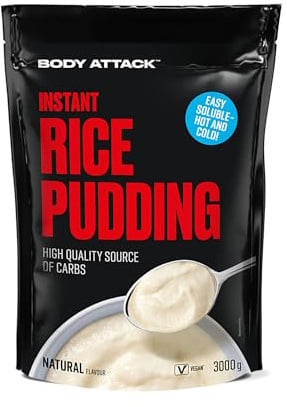 Body Attack Instant Rice Pudding Neutral, 3 kg - Veganer Reispudding für Frühstück & Pre-Workout Snack - Hochwertige Energiequelle dank komplexer Kohlenhydrate - leicht verdaulich