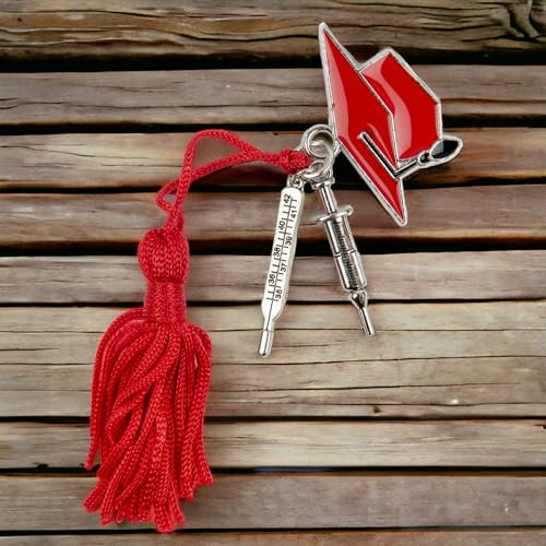 Doni Bomboniere Laurea 12 Piece Hanger with Syringe and Thermometer Confetti Party Openers Medicine Gadget Red Touch Tassels Complete Original Cheap Gift Ideas