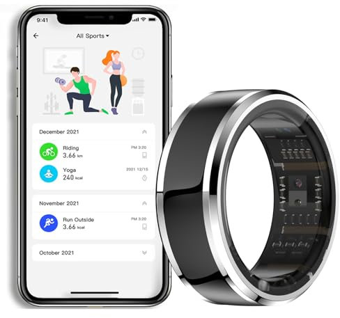 Smart Ring, Fitness Tracker Ring - Bluetooth 5.1, 24/7 Heart Rate Monitor, Pedometer with APP, Sleep, Blood Oxygen, Sport Mode, 5ATM Level Water Proof,#7