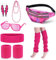 ATOWORLD 90er 80er Jahre Accessoires Damen Herren Bauchtasche 80er Jahre Stirnband Neon Stulpen Schweißbänder Neon Party Outfit 80er Jahre Outfit Damen Mottoparty Aerobic Outfit 80er kleidung Typisch