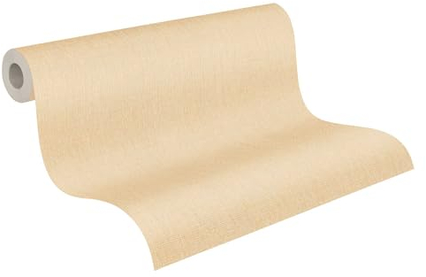 Livingwalls Carta da parati a tinta unita 396518 in beige, giallo - Carta da parati monocromatica di alta qualità con trama tessile per vari ambienti - 10,05m x 0,53m - Made in Germany