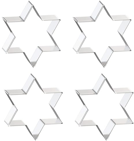 ieron Lot de 4 emporte-pièces en forme d'étoile de David en acier inoxydable pour décoration de gâteaux