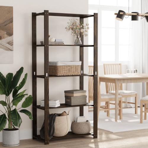 RAUGAJ Industrieregal 5 Etagen Lagerregal Schwarz 80x38x170cm Massivholz Kiefer Business & Industrie