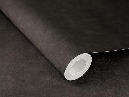 Rasch Papier peint 330151 - Papier peint intissé uni noir avec aspect lin - Structure textile de la collection Paraiso