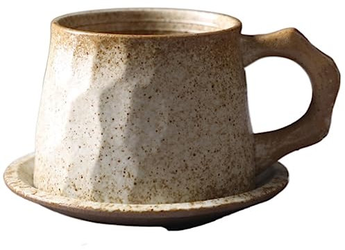 Tasse Cup Cappuccino Tass Tassen, Personalisierbar, Ofenglasierte Kaffeetasse Und Teller-Set, Vintage-Keramik-Nachmittagstee-Tasse, Heimbüro Aesthetic Mug (Color : C, Size : 301-400ml)