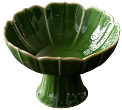 Elegant Ceramic Pedestal Bowl for Home Decor, Green