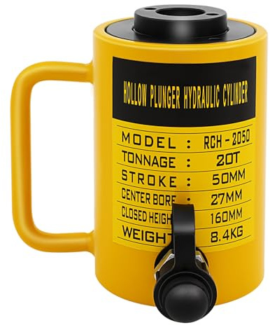 HOARLICN 20T 160mm Hub Hohlzylinder, Hydraulikzylinder Hohlkolbenzylinder Kolbenweg 44000lbs ölpumpe Hydraulikzylinder Jack Single Acting Hydraulic Ram Cylinder für Gebäude und Brücken