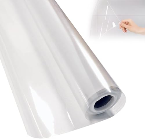 Hintyne Rollo De Plástico Transparente con Parte Trasera Adhesiva Rollo De Vinilo Transparente Adhesivo Estático a Prueba De Aceite E Impermeable De 17,7 X 118 Inch para Pared Papel De Contacto