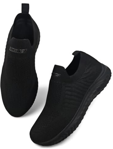 P&L ITALY COLLECTION Scarpe sportive senza lacci slip-on donna comode e leggere per la corsa lavoro camminando casual sneakers, Nero (ALL BLACK), 36 EU