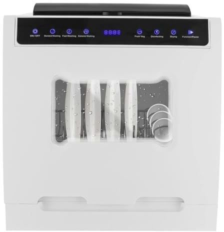 Mini Geschirrspüler, Tischgeschirrspüler mit 4 Programmen Touch Control ragbarer Geschirrspüler für Wohnungen und Wohnmobile