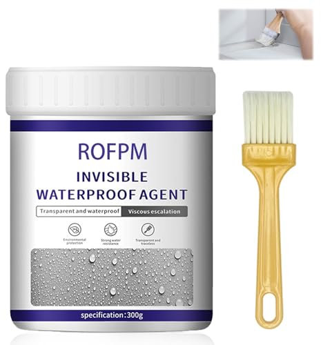 ROFPM Wasserdichte Dichtungsmittel, 300g Invisible Waterproof Agent, Isolier-Dichtstoff-Emulsion, Beschichtungsmittel, Universalabdichtung mit Bürste, Lecksicher für Innen und Außenbereich