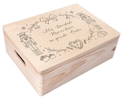 Creative Deco Weihnachtsgeschenke Personalisierte Holzkiste - Nussknacker | Wunschtext Weihnachten Geschenke | Dein Eigener Wünsche Text Individuelle Geschenk | Weihnachtsdeko Für Frauen, Männer