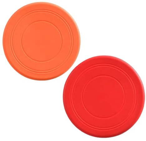 Fc'Noqgn 2 Pcs Flying Disc rutschfest weiches Silikon Spielzeug Eltern & Kleinkind Zeit im Freien Sport, Orange, Rot