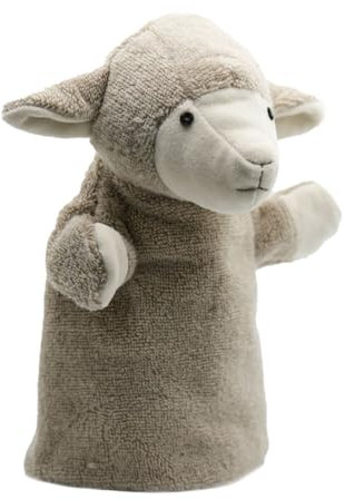 Cute Since 1999 Graues Lamm Handpuppe für Kinder ab 0 Monate - Biologische Handpuppe für Junge & Mädchen - Sachen & Geschenk für Neugeborene - Lamm für Puppentheater Kinder - 26 x 20 cm