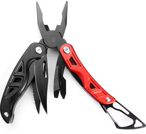 Outil multifonction 10-en-1 avec verrouillage de sécurité et étui en nylon- ergonomique-mousqueton d'accroche-multitool-couteau pliant-camping-Pince Multifonction Inoxydable-multitool-