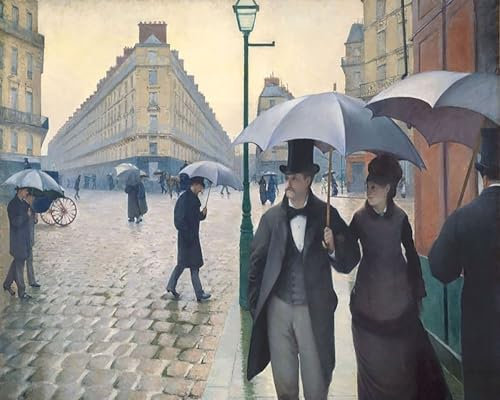 ZHXXFD Peinture Par Numero Adulte Enfant Paysage Tableaux Célèbres Avec Cadre 40X50CM Paris Street, Rainy Day - Gustave Caillebotte,B17