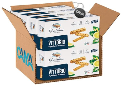 Gentilini Biscotti Vittorio al Profumo di Limone, Antica Ricetta Originale 250g [CAIYA® BOX da 8 Confezioni]