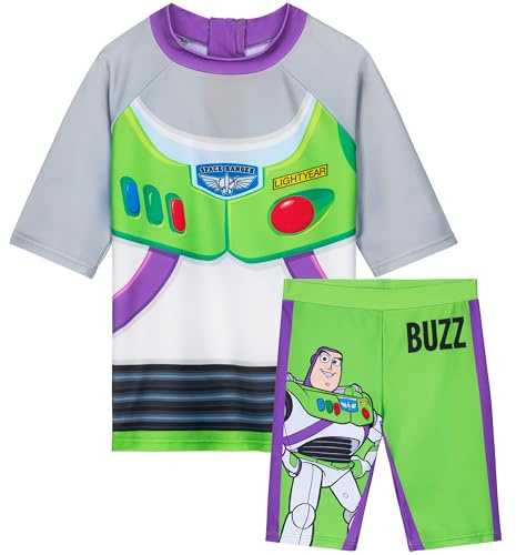 Get Trend Disney Toy Story Boys Swimming Costume Set 2 Piece Swimwear Rash Guard Top Swim Trunks Buzz Lightyear Swimsuit for Beach Pool Holiday Essentials (4-5 Years, Multi Toy Story)