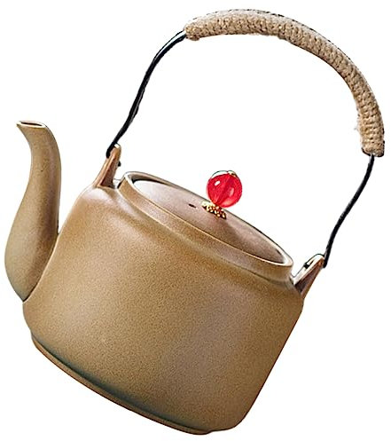 SECFOU Große Keramik Teekanne aus Pottery, Khaki, Große Kapazität