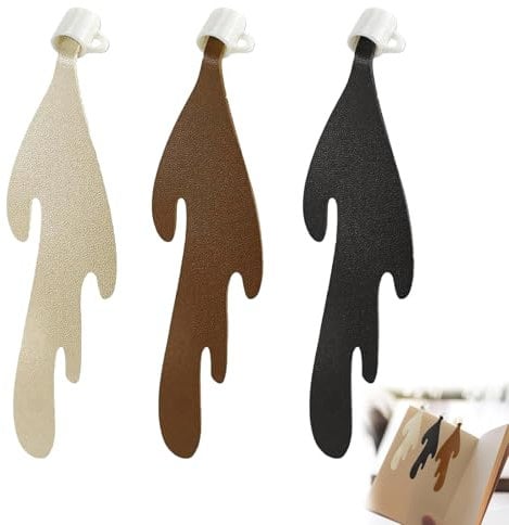 Buch Zubehör 3 Stück Verschütteter Kaffee Becher Lesezeichen, Bücher Zubehör Süße Lesezeichen Lesebuch-Liebhaber Geschenke für Leseliebhaber Damen Herren, Lesen Zubehör Festtags Kreative